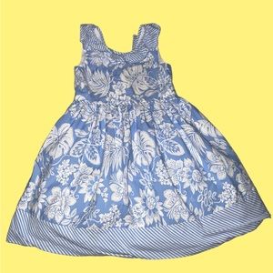Blue and White Floral Spring Dress for Kids